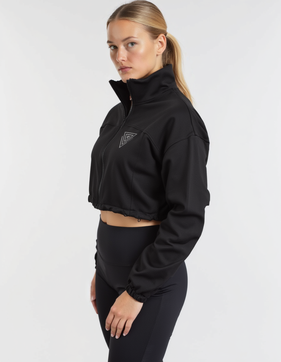 Cropped Oversized TRYNITY Zip Top | frosted black