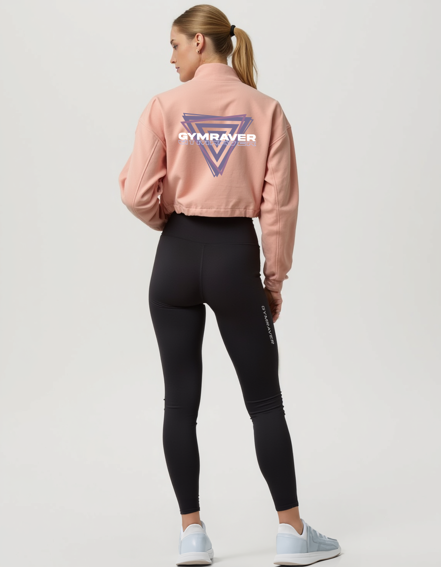 Cropped Oversized TRYNITY Zip Top | peach