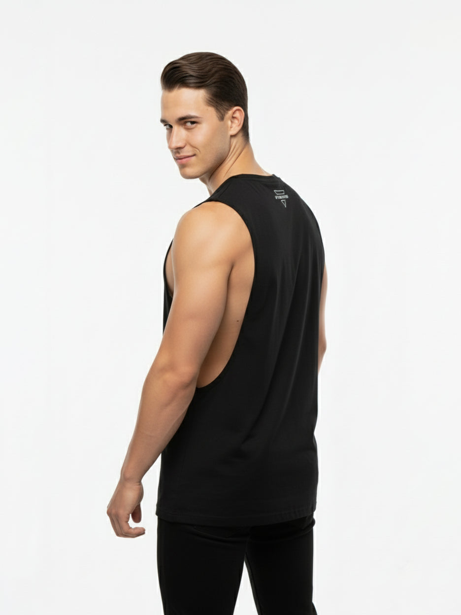 DEEP CUT OFF TANKTOP [ STMNT Edition ] | frosted black