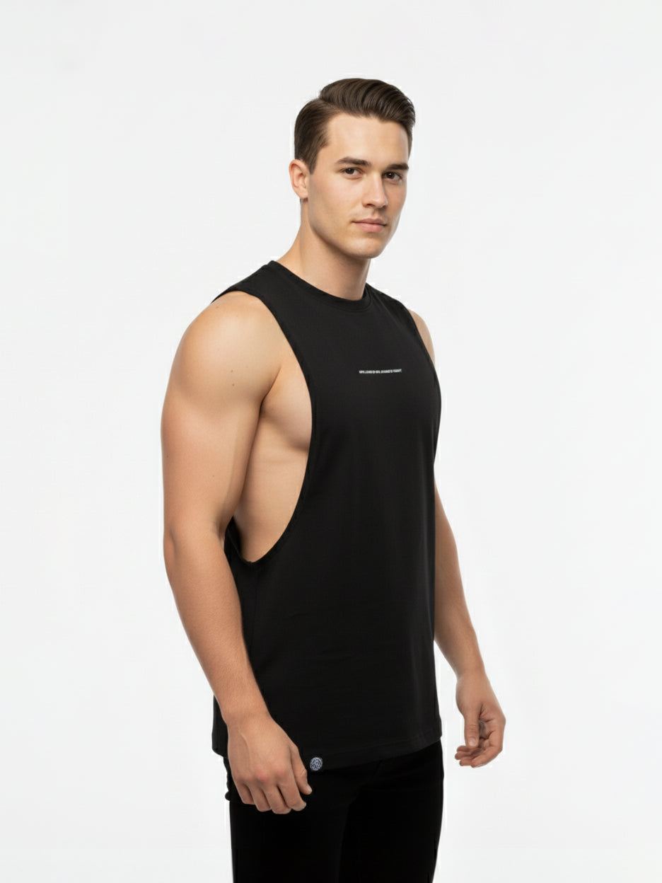 DEEP CUT OFF TANKTOP [ STMNT Edition ] | frosted black
