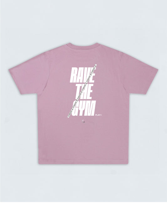 RAVE the GYM Oversized T-Shirt 4.1  ▽ unisex △ white | purple rose